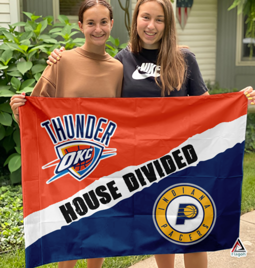 Thunder vs Pacers House Divided Flag, NBA House Divided Flag