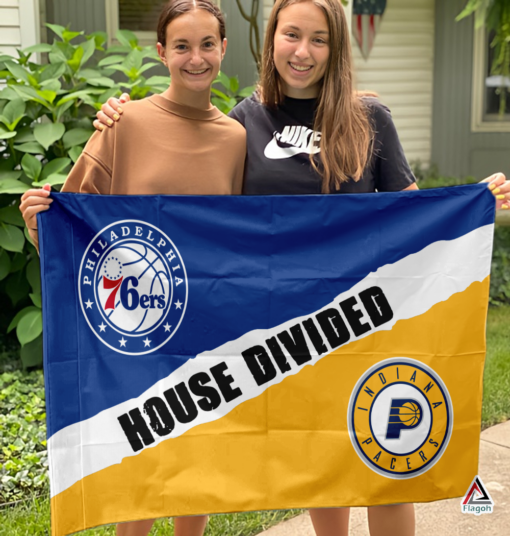 76ers vs Pacers House Divided Flag, NBA House Divided Flag