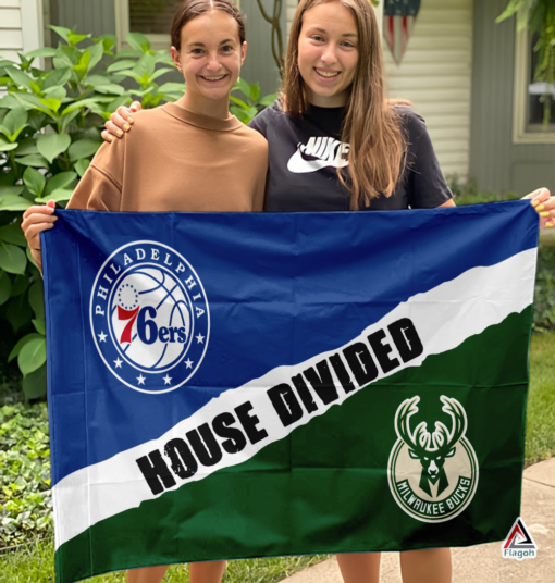 76ers vs Bucks House Divided Flag, NBA House Divided Flag