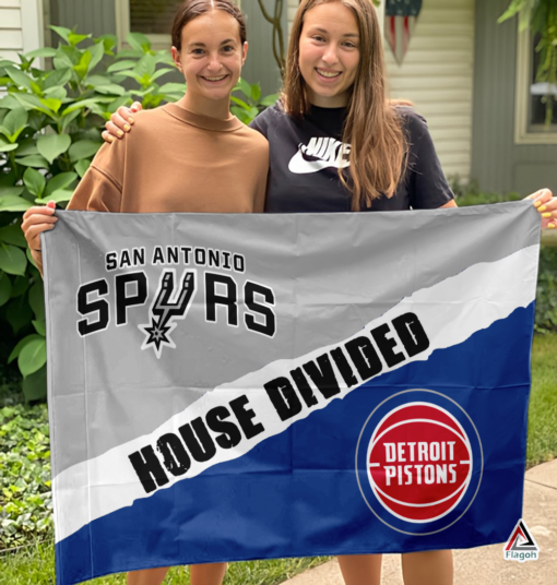 Spurs vs Pistons House Divided Flag, NBA House Divided Flag