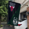 Chicago Bulls vs Milwaukee Bucks House Divided Flag, NBA House Divided Flag