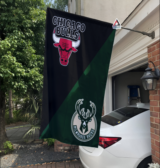 Bulls vs Bucks House Divided Flag, NBA House Divided Flag