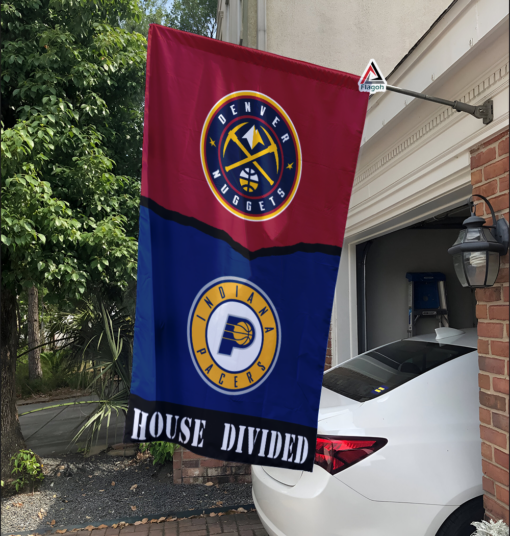 Nuggets vs Pacers House Divided Flag, NBA House Divided Flag