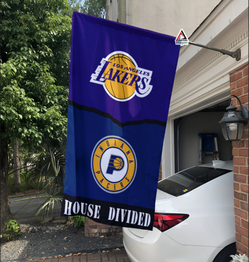 Lakers vs Pacers House Divided Flag, NBA House Divided Flag