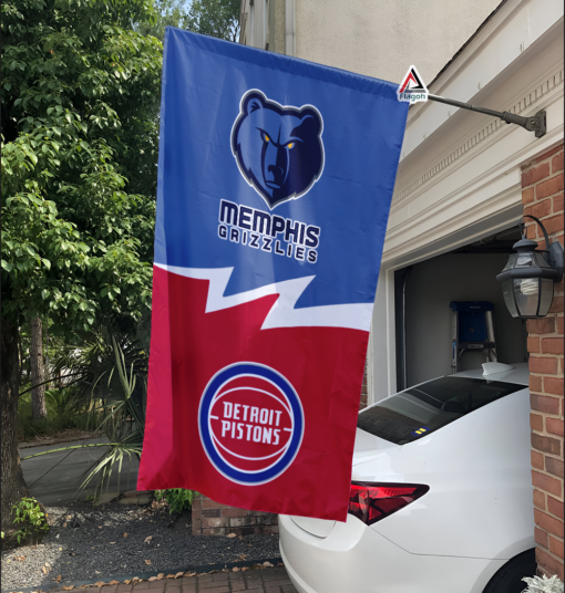 Grizzlies vs Pistons House Divided Flag, NBA House Divided Flag