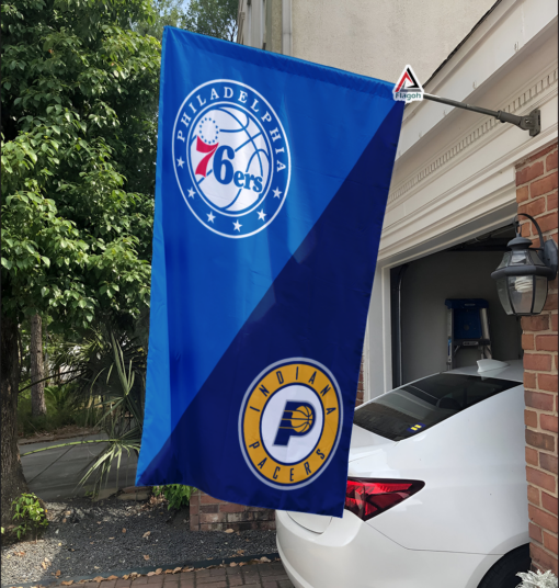 76ers vs Pacers House Divided Flag, NBA House Divided Flag