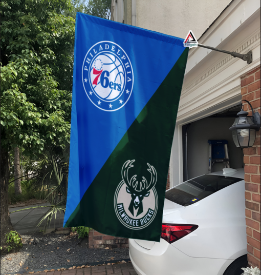 76ers vs Bucks House Divided Flag, NBA House Divided Flag