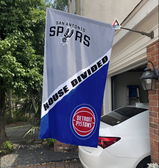 Spurs vs Pistons House Divided Flag, NBA House Divided Flag