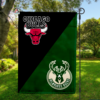 Chicago Bulls vs Milwaukee Bucks House Divided Flag, NBA House Divided Flag