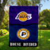 Los Angeles Lakers vs Indiana Pacers House Divided Flag, NBA House Divided Flag