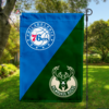 Philadelphia 76ers vs Milwaukee Bucks House Divided Flag, NBA House Divided Flag