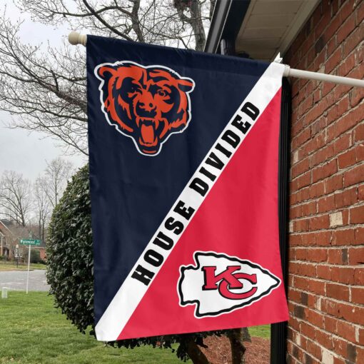 Bears vs Chiefs House Divided Flag, NFL House Divided Flag