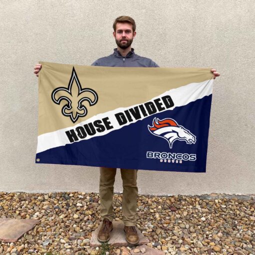 Broncos vs Saints House Divided Flag, NFL House Divided Flag