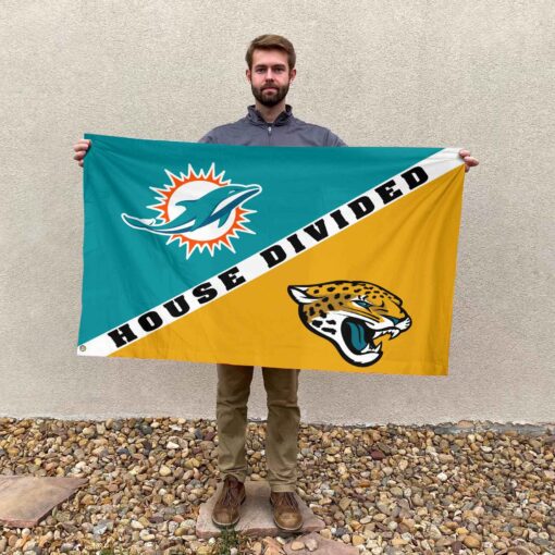 Jaguars vs Dolphins House Divided Flag, NFL House Divided Flag