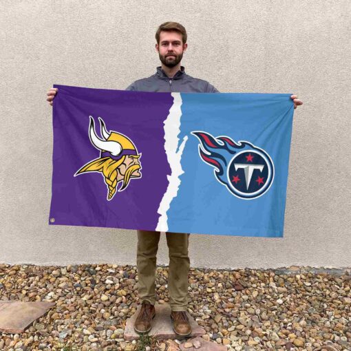 Vikings vs Titans House Divided Flag, NFL House Divided Flag
