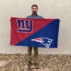 New England Patriots vs New York Giants House Divided Flag, NFL House Divided Flag