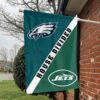 Philadelphia Eagles vs New York Jets House Divided Flag, NFL House Divided Flag