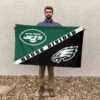 Philadelphia Eagles vs New York Jets House Divided Flag, NFL House Divided Flag