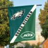Philadelphia Eagles vs New York Jets House Divided Flag, NFL House Divided Flag