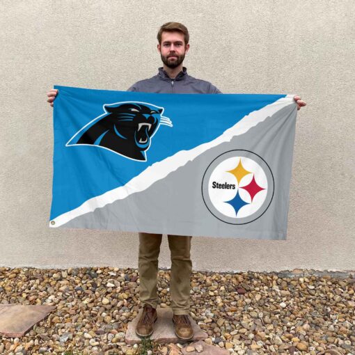 Steelers vs Panthers House Divided Flag, NFL House Divided Flag