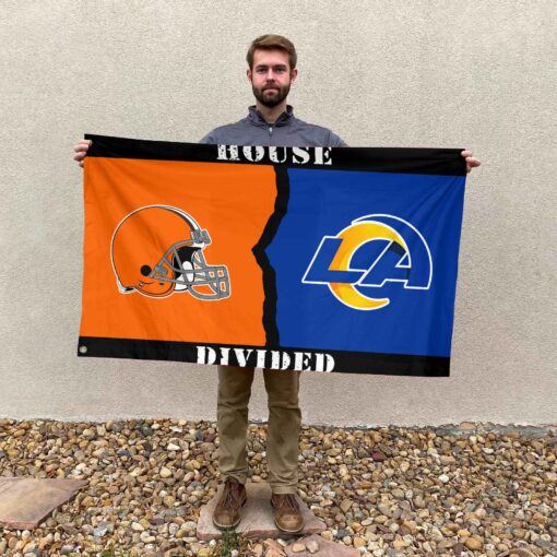 Rams vs Browns House Divided Flag, NFL House Divided Flag