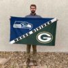 Seahawks vs Packers House Divided Flag, NFL House Divided Flag