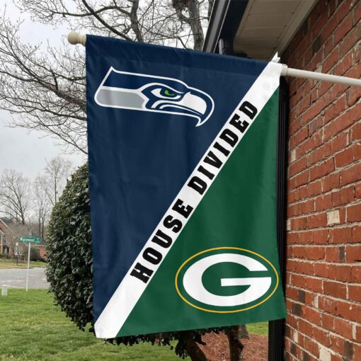 Seahawks vs Packers House Divided Flag, NFL House Divided Flag