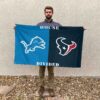 Texans vs Lions House Divided Flag, NFL House Divided Flag