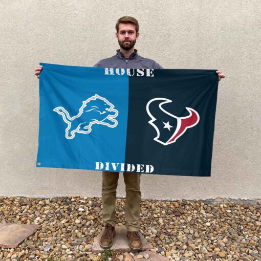 Texans vs Lions House Divided Flag, NFL House Divided Flag