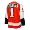 Bernie Parent Philadelphia Flyers Mitchell Ness 1974/75 Blue Line Player Jersey - Orange, Limited Replica Fan Edition