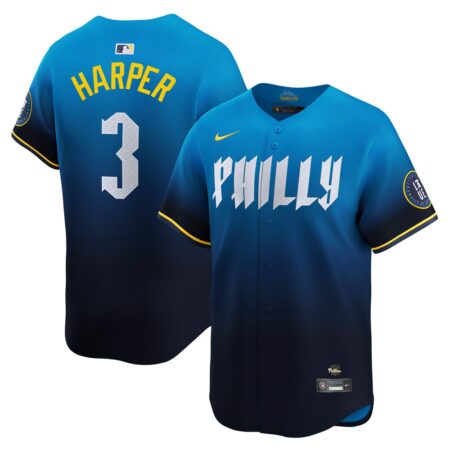 Bryce Harper Philadelphia Phillies City Connect Limited Jersey – Blue, Limited Replica Fan Edition