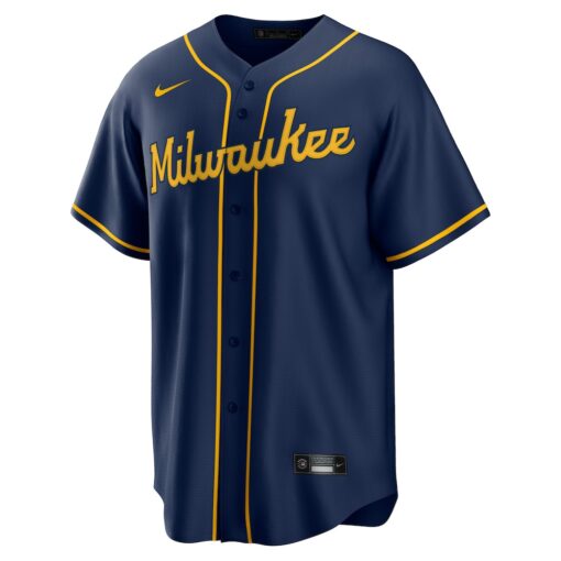Christian Yelich Milwaukee Brewers Alternate 2 Replica Jersey – Navy, Limited Replica Fan Edition
