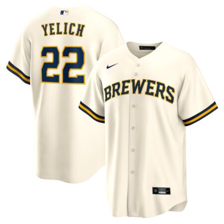 Christian Yelich Milwaukee Brewers Alternate Replica Player Jersey – Cream, Limited Replica Fan Edition