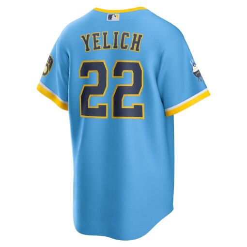 Christian Yelich Milwaukee Brewers City Connect Replica Player Jersey – Powder Blue, Limited Replica Fan Edition