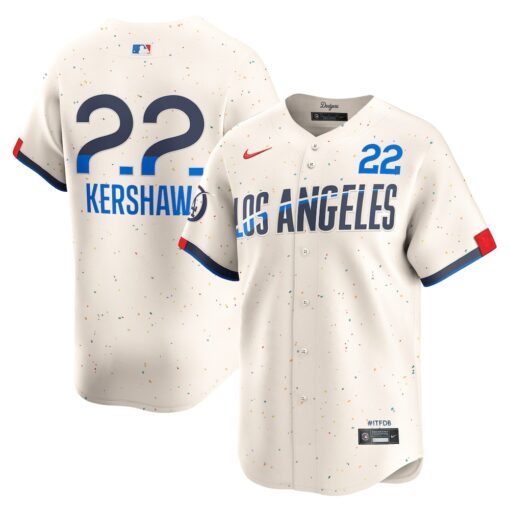 Clayton Kershaw Los Angeles Dodgers City Connect Limited Player Jersey – Cream, Limited Replica Fan Edition