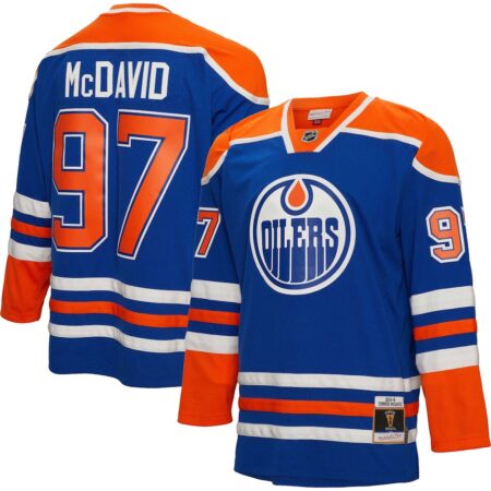 Connor McDavid Edmonton Oilers Mitchell Ness 2015 Blue Line Player Jersey – Blue, Limited Replica Fan Edition