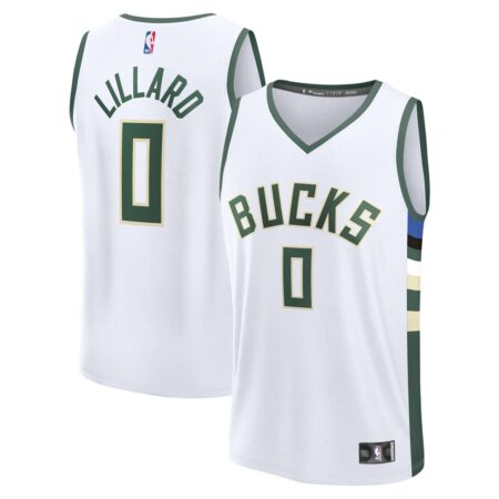 Damian Lillard Milwaukee Bucks Player Jersey – Association Edition – White, Limited Replica Fan Edition