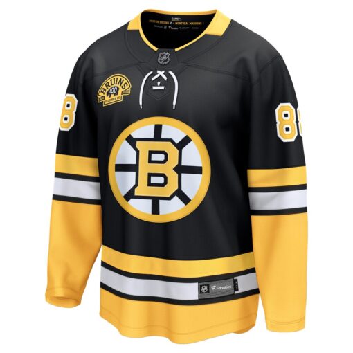 David Pastrnak Boston Bruins Fanatics 100th Anniversary Breakaway Jersey – Black, Limited Replica Fan Edition