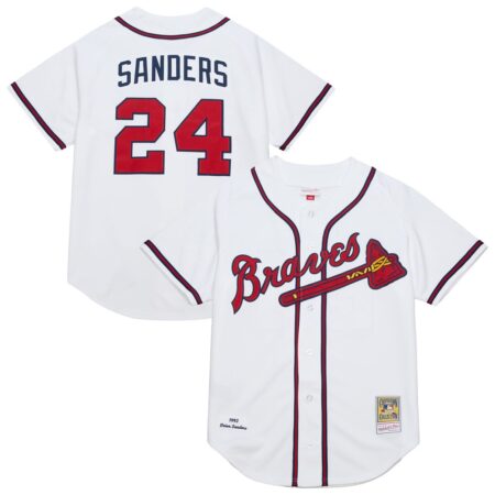 Deion Sanders Atlanta Braves Mitchell & Ness Cooperstown Collection 1992 Authentic Jersey – White, Limited Replica Fan Edition