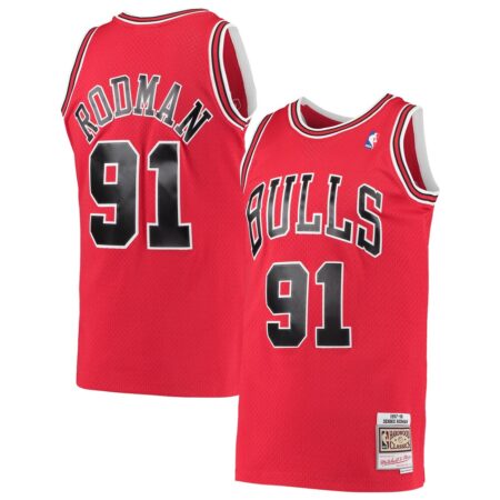 Dennis Rodman Chicago Bulls Mitchell Ness Hardwood Classics Swingman Jersey Red, Limited Replica Fan Edition