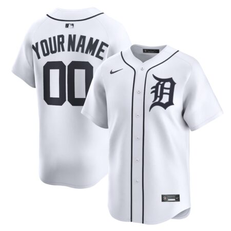 Detroit Tigers Home Limited Custom Jersey – White, Limited Replica Fan Edition