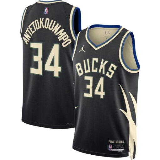 Giannis Antetokounmpo Milwaukee Bucks Jordan Unisex Swingman Jersey Statement Edition Black, Limited Replica Fan Edition