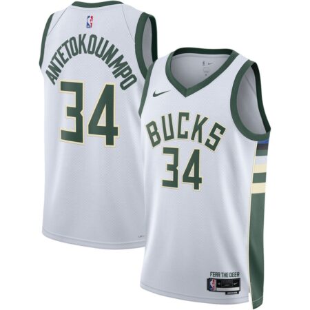 Giannis Antetokounmpo Milwaukee Bucks Unisex Swingman Jersey – Association Edition – White, Limited Replica Fan Edition
