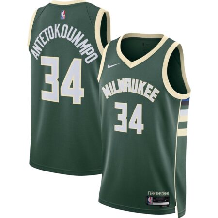 Giannis Antetokounmpo Milwaukee Bucks Unisex Swingman Jersey Icon Edition Hunter Green, Limited Replica Fan Edition