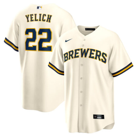 Christian Yelich Milwaukee Brewers Jersey – Cream, Limited Replica Fan Edition