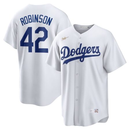 Jackie Robinson Brooklyn Dodgers Home Cooperstown Collection Player Jersey – White, Limited Replica Fan Edition