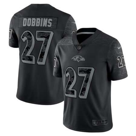 J.K. Dobbins Baltimore Ravens RFLCTV Jersey – Black, Limited Replica Fan Edition