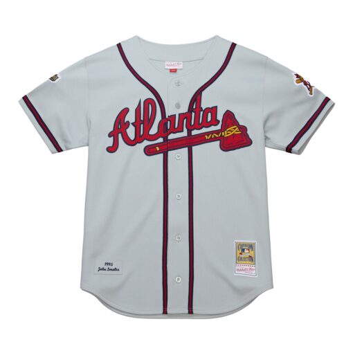 John Smoltz Atlanta Braves Mitchell & Ness 1995 Throwback Authentic Jersey – Gray, Limited Replica Fan Edition