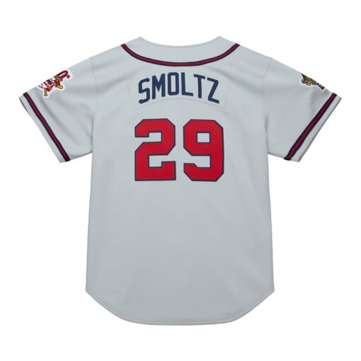 John Smoltz Atlanta Braves Mitchell & Ness 1995 Throwback Authentic Jersey – Gray, Limited Replica Fan Edition