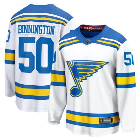 Jordan Binnington St. Louis Blues Away Breakaway Player Jersey – White, Limited Replica Fan Edition